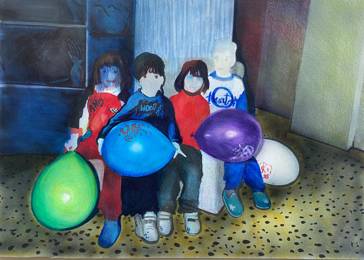 Colour pencils and markers on paper