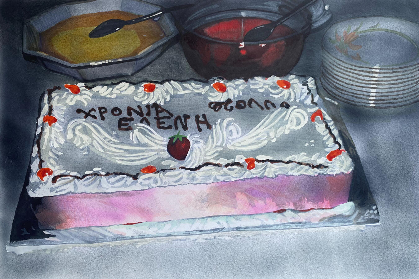 colour pencils and markers on paper