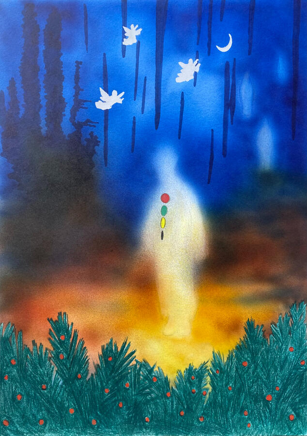 color pencils and markers on paper